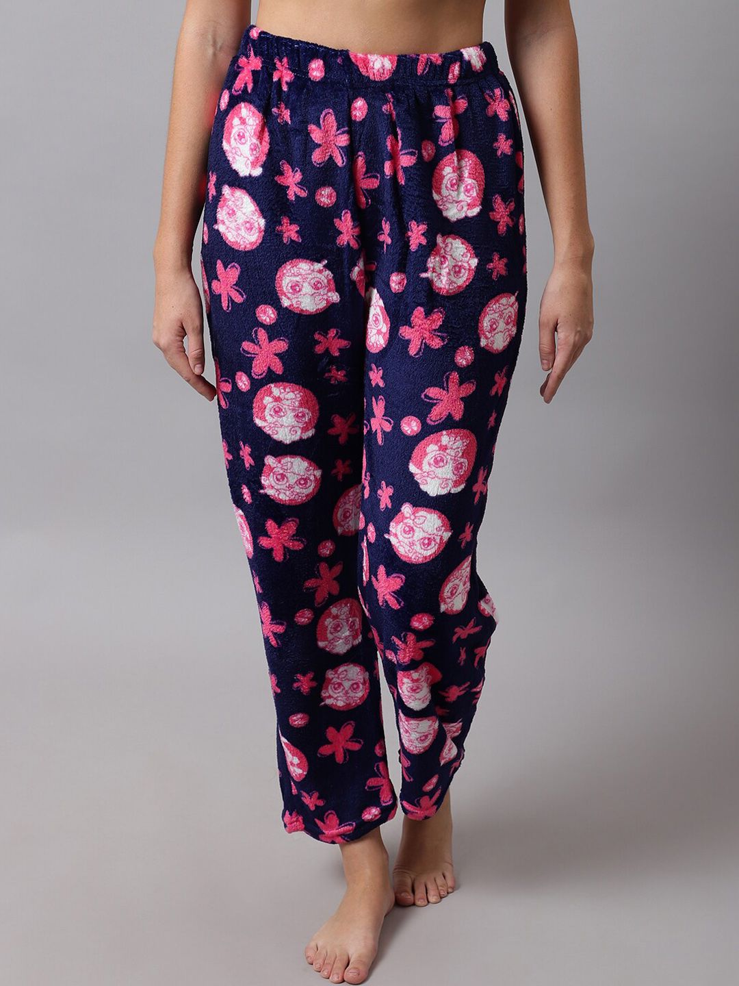 TAG 7 Women Navy Blue Printed Lounge Pants Price in India