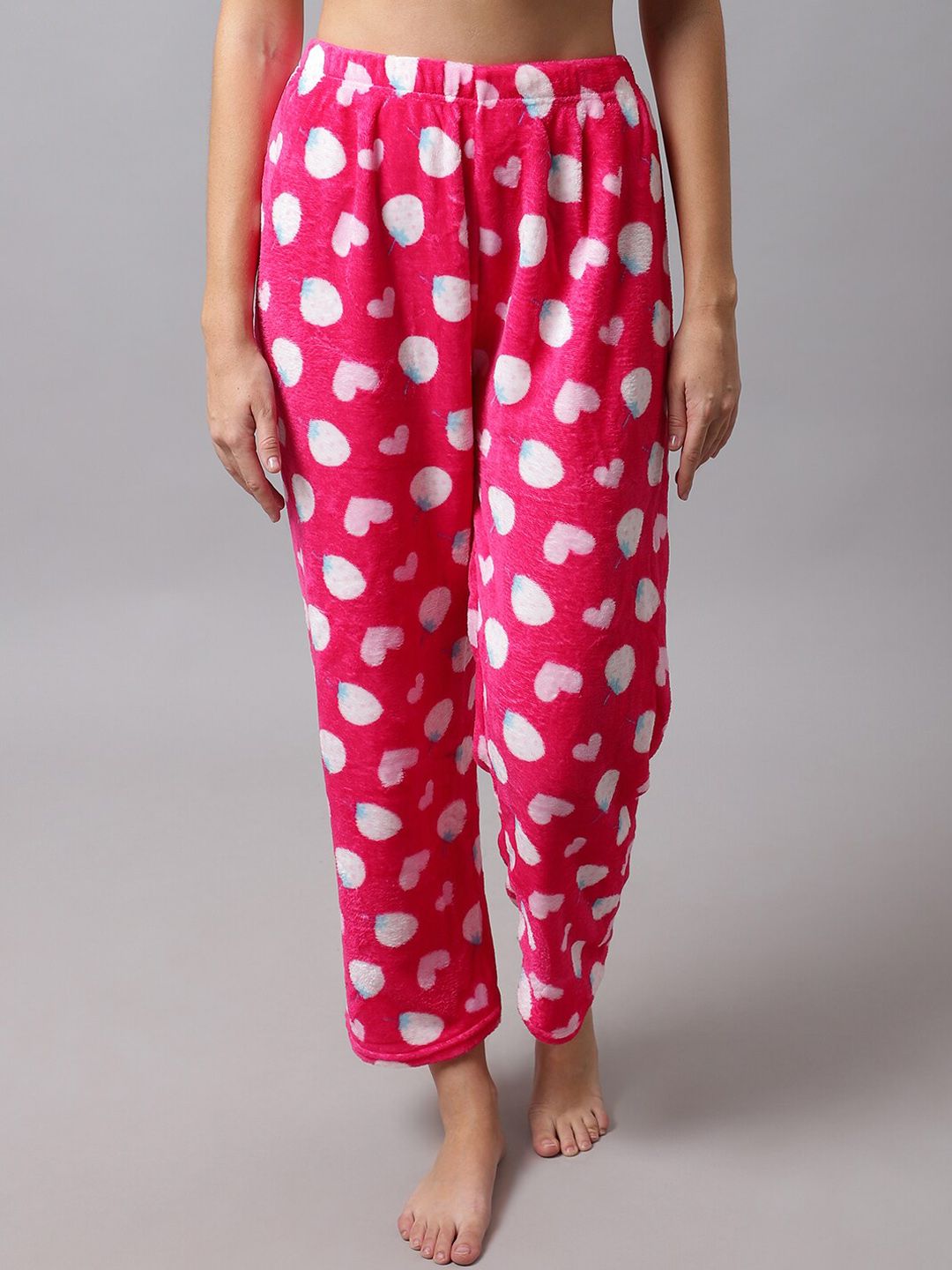 TAG 7 Women Pink & White Printed Lounge Pants Price in India