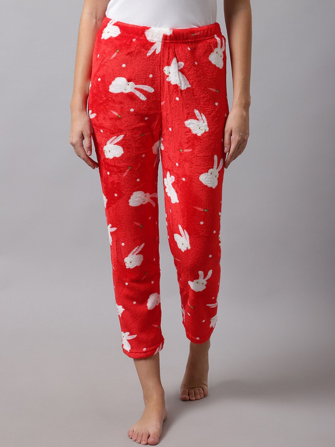 TAG 7 Women Red Graphic Printed Lounge Pants Price in India