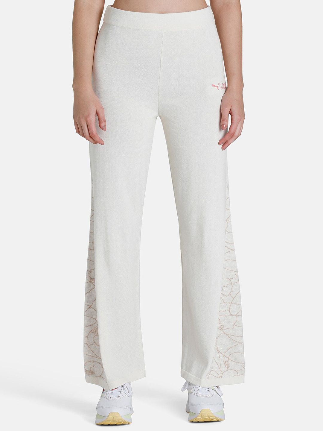 Puma Women White Solid  Stephenson Knit Cotton Track Pant Price in India