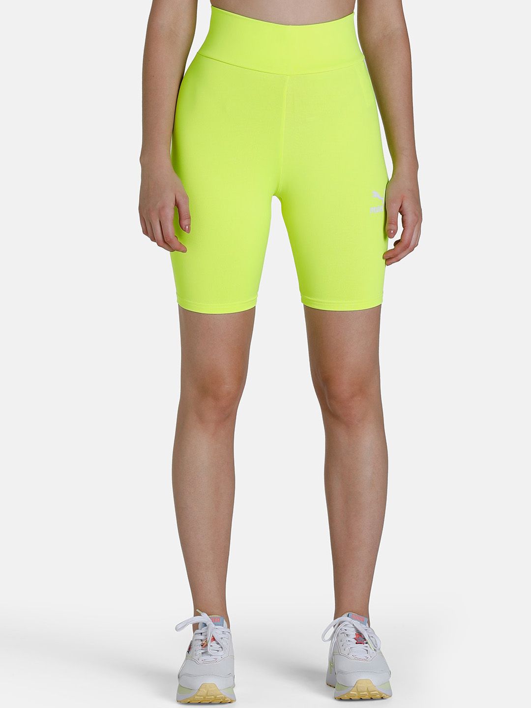 Puma Women Fluorescent Green Slim Fit Summer Squezze Sports Shorts Tights 7" Price in India
