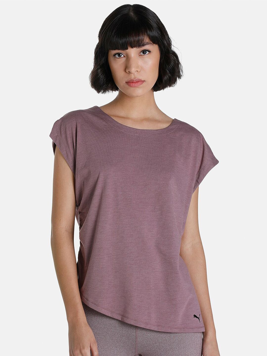Puma Women Mauve Solid  Extended Sleeves Training T-shirt Price in India