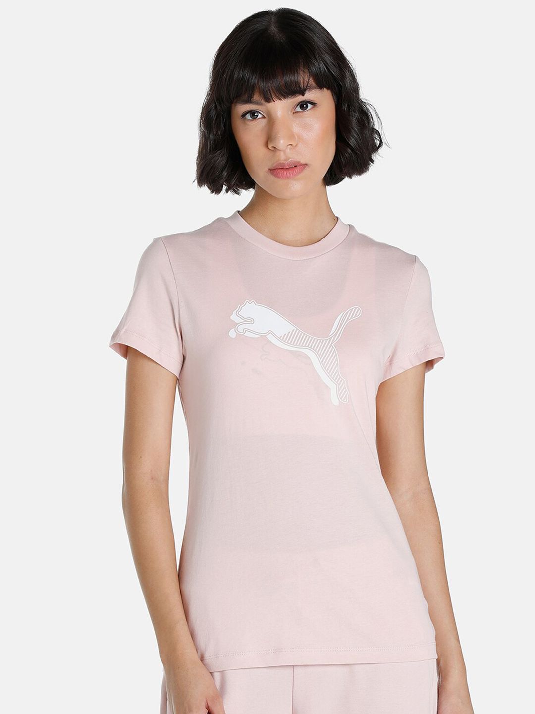 Puma Women Pink Graphic Printed Cotton Tshirt Price in India