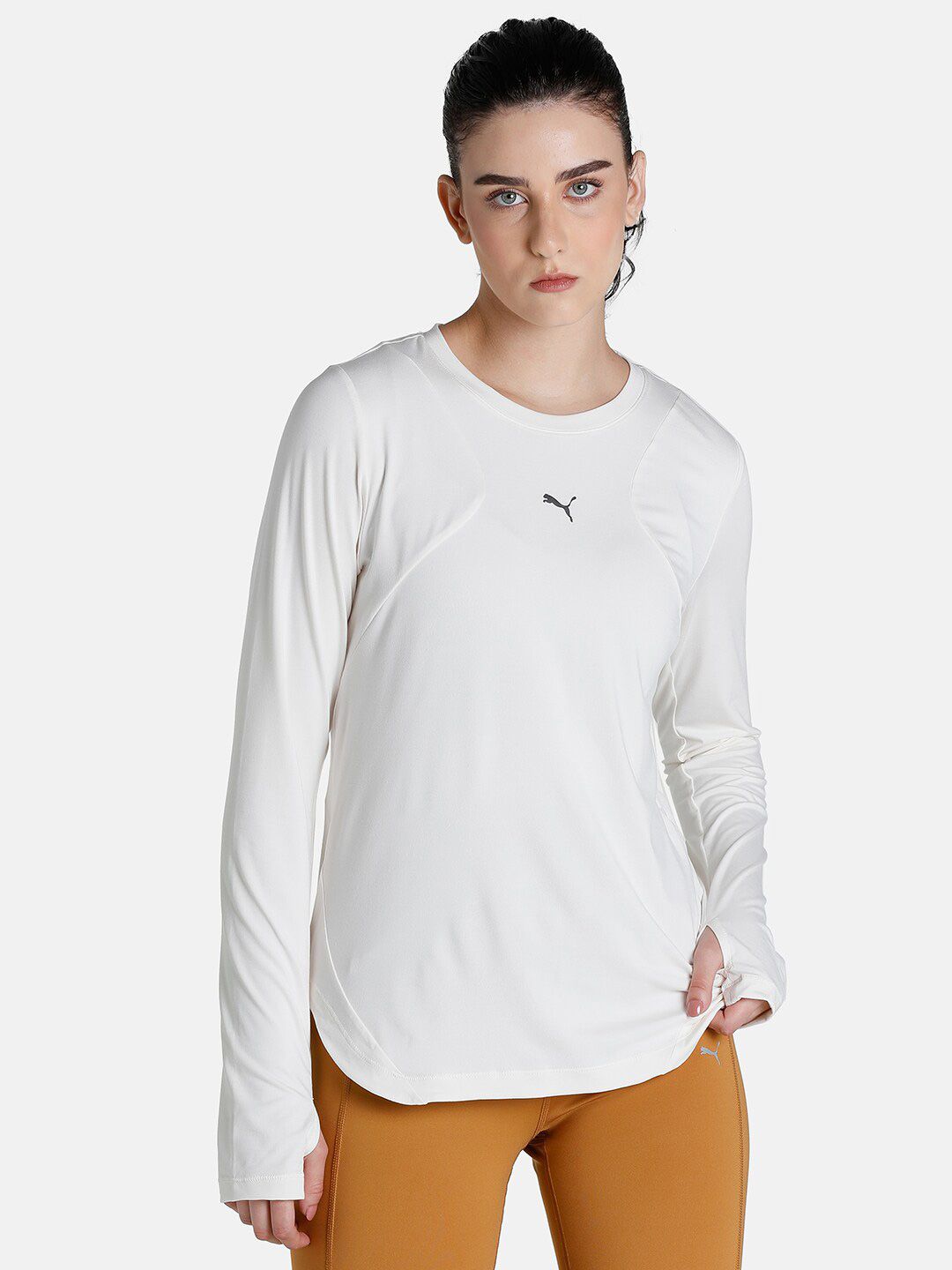 Puma Women White Slim Fit Running T-shirt Price in India