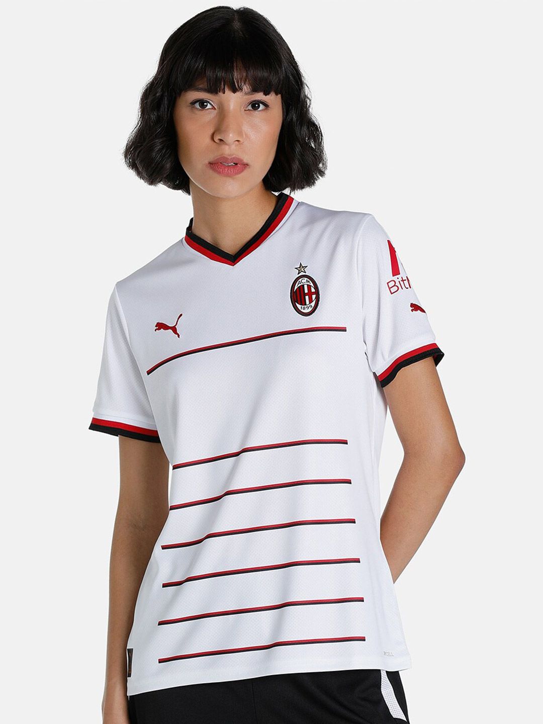Puma Women White & Red A.C. Milan Away 22 23 Replica Jersey T-shirt Price in India