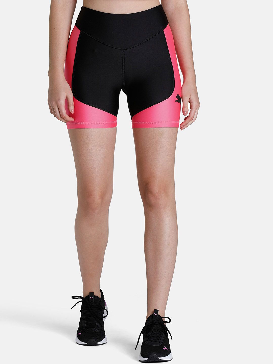 Puma Women Black & Pink Colorblocked Fit Eversculpt Short Tights Price in India