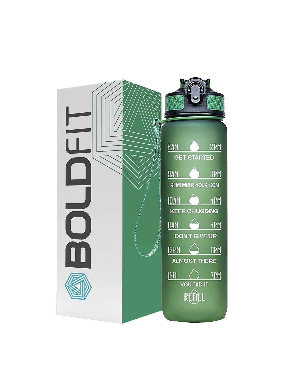BOLDFIT Green Printed Water Bottle 1000ML Price in India