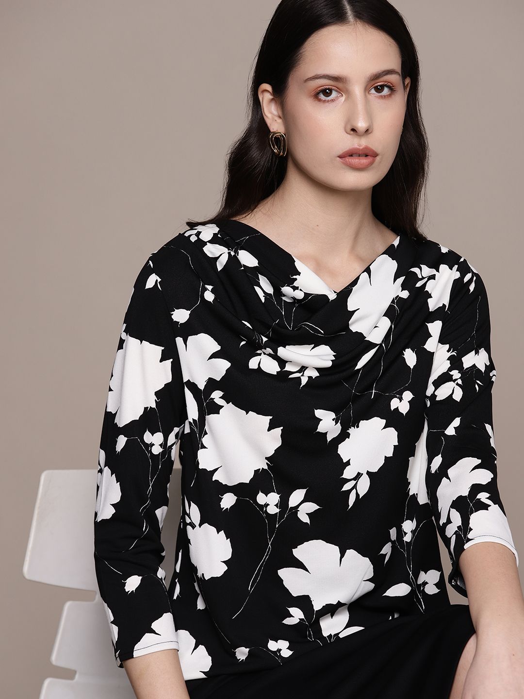 Macy's Alfani Women  Floral Print Cowl Neck Top Price in India