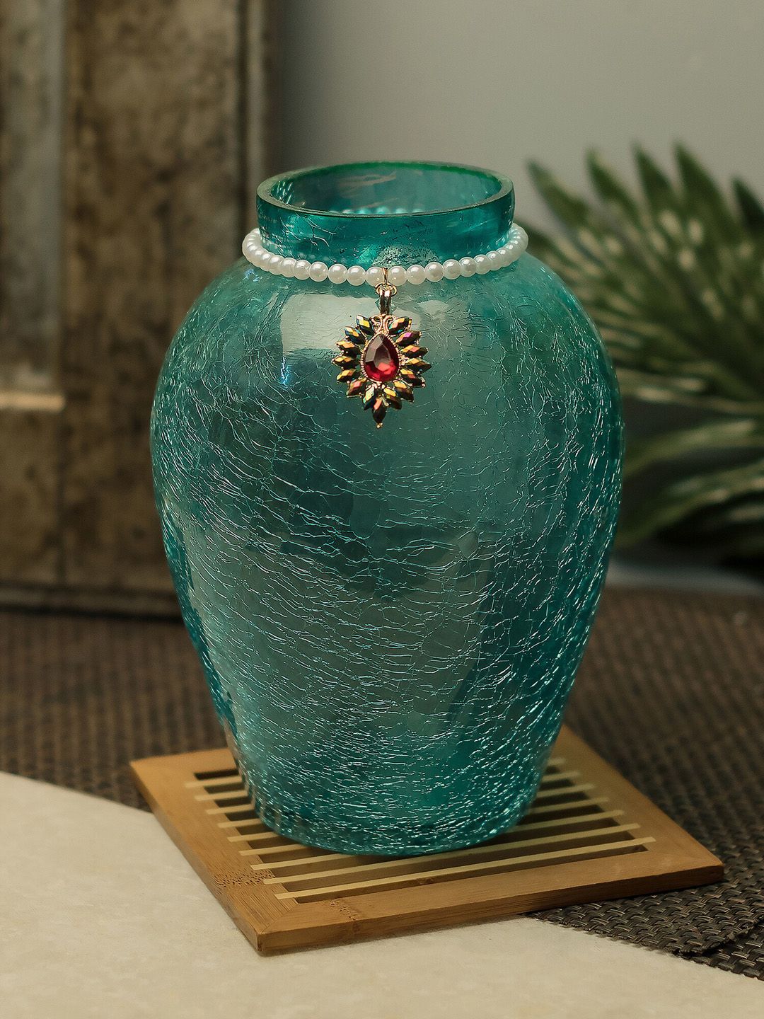 Homesake Turquoise Blue Crackle Planters Price in India