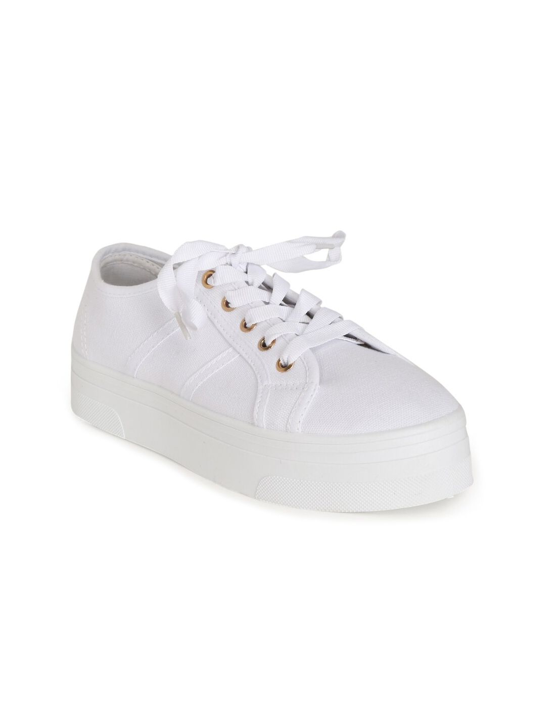 rubi Women White Lace up Sneakers Price in India