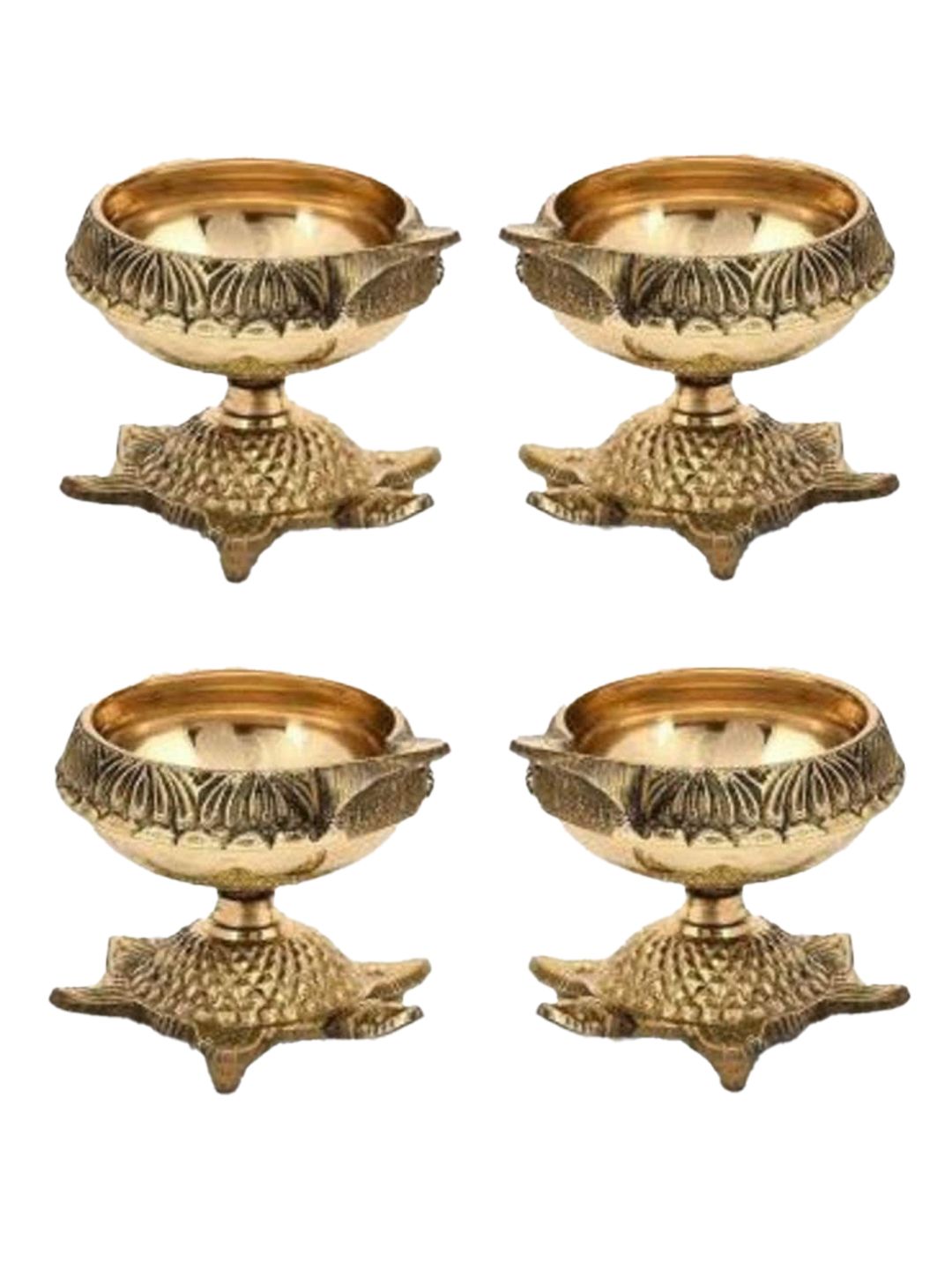 Fashion Bizz Set Of 4 Gold-Toned Kachua Diyas Price in India