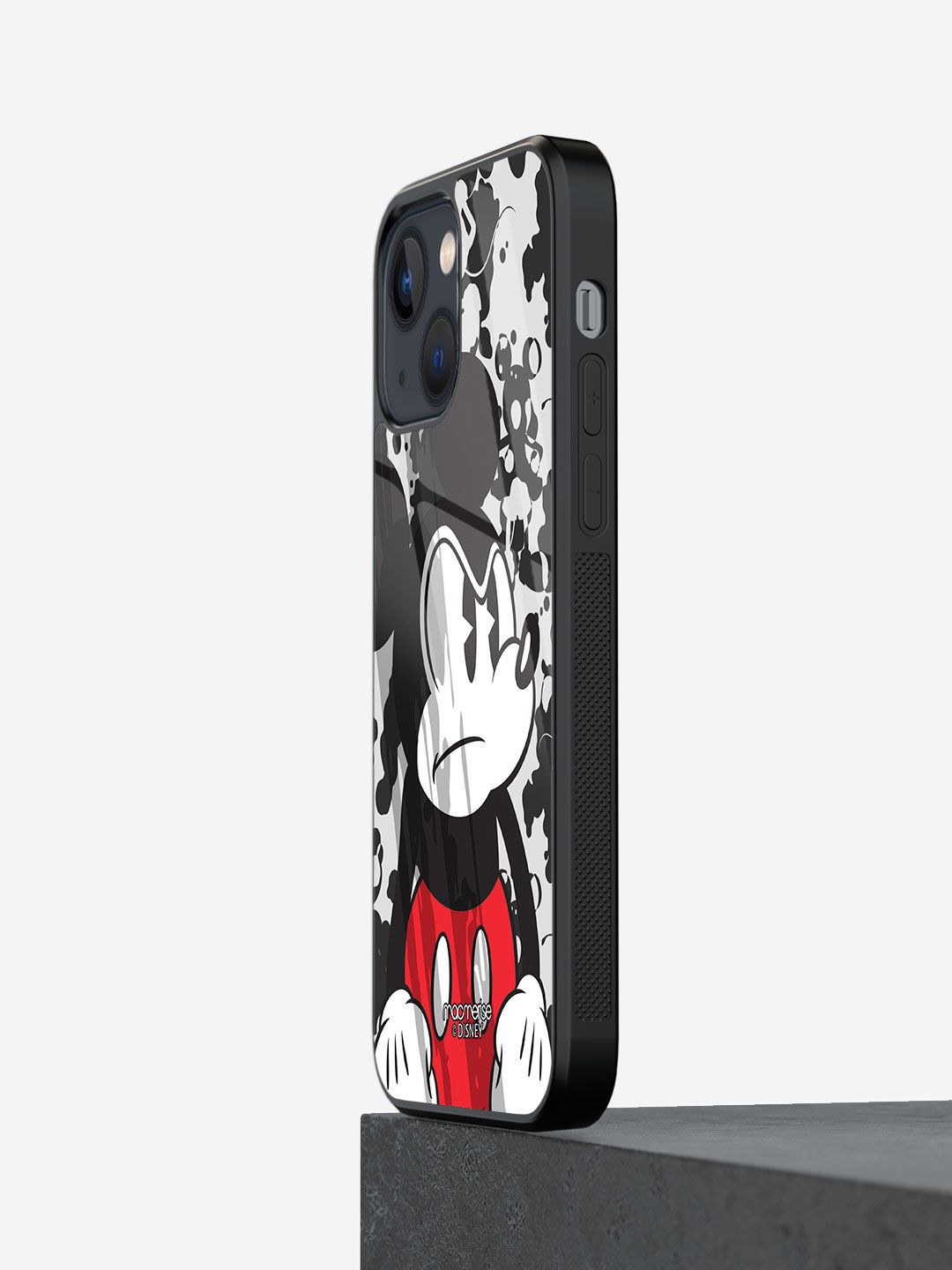 macmerise Black & Red Mickey Mouse Printed iPhone 13 Mini Glass Back Case Price in India