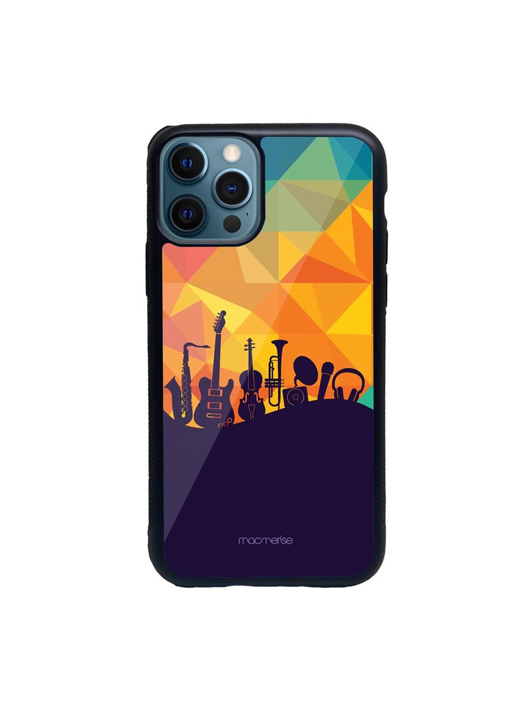 macmerise Blue & Orange The Juke Box Printed iPhone 12 Pro Max Glass Back Case Price in India