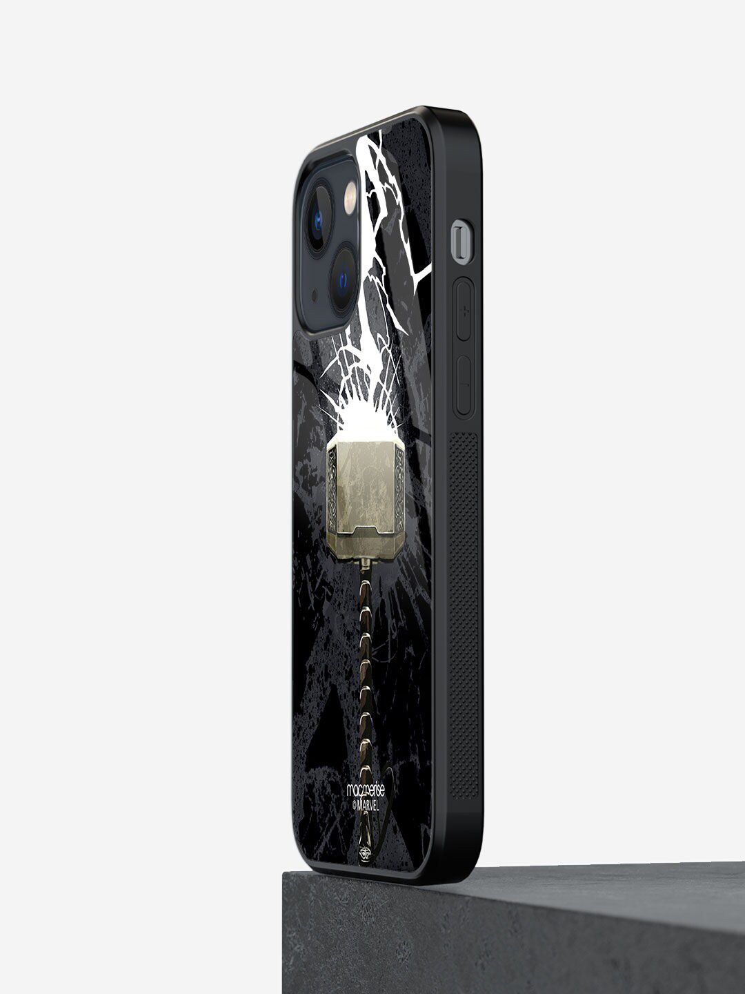 macmerise Black & White Abstract Printed iPhone 13 Glass Back Case Price in India