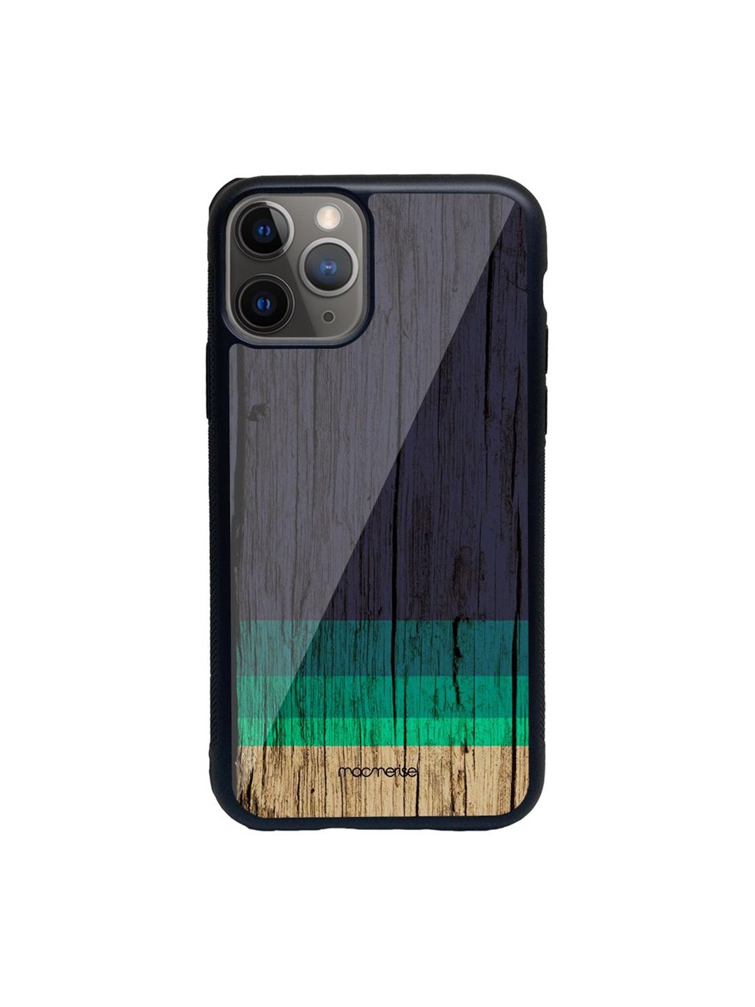 macmerise Black & Blue Printed Stripes Glass iPhone 11 Pro Max Back Case Price in India