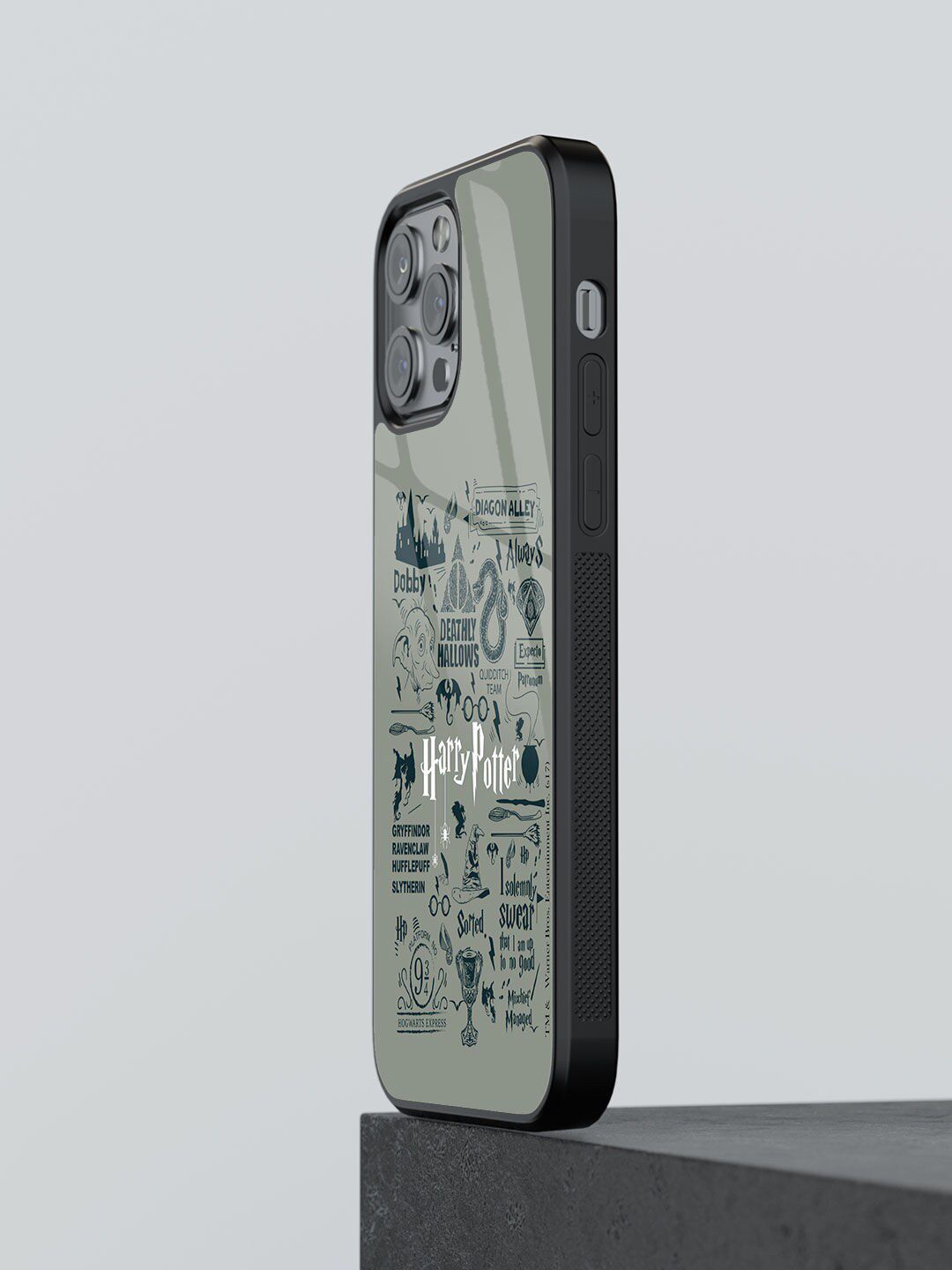 macmerise Grey Harry Potter Infographic Printed iPhone 12 Pro Max Glass Back Case Price in India