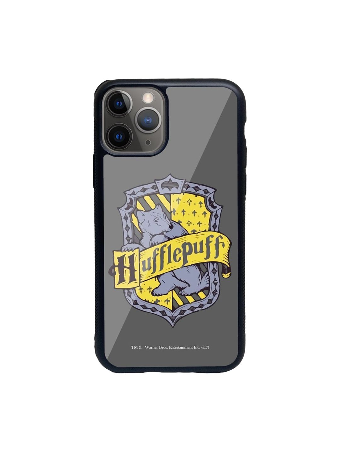 Macmerise Grey Printed Crest Hufflepuff iPhone 11 Pro Back Case Price in India