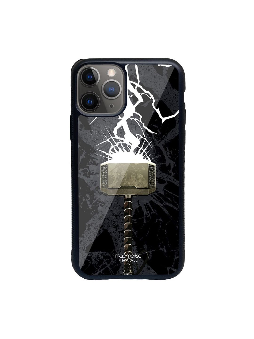 macmerise Black Printed The Thunderous Hammer iPhone 11 Pro Max Back Case Price in India