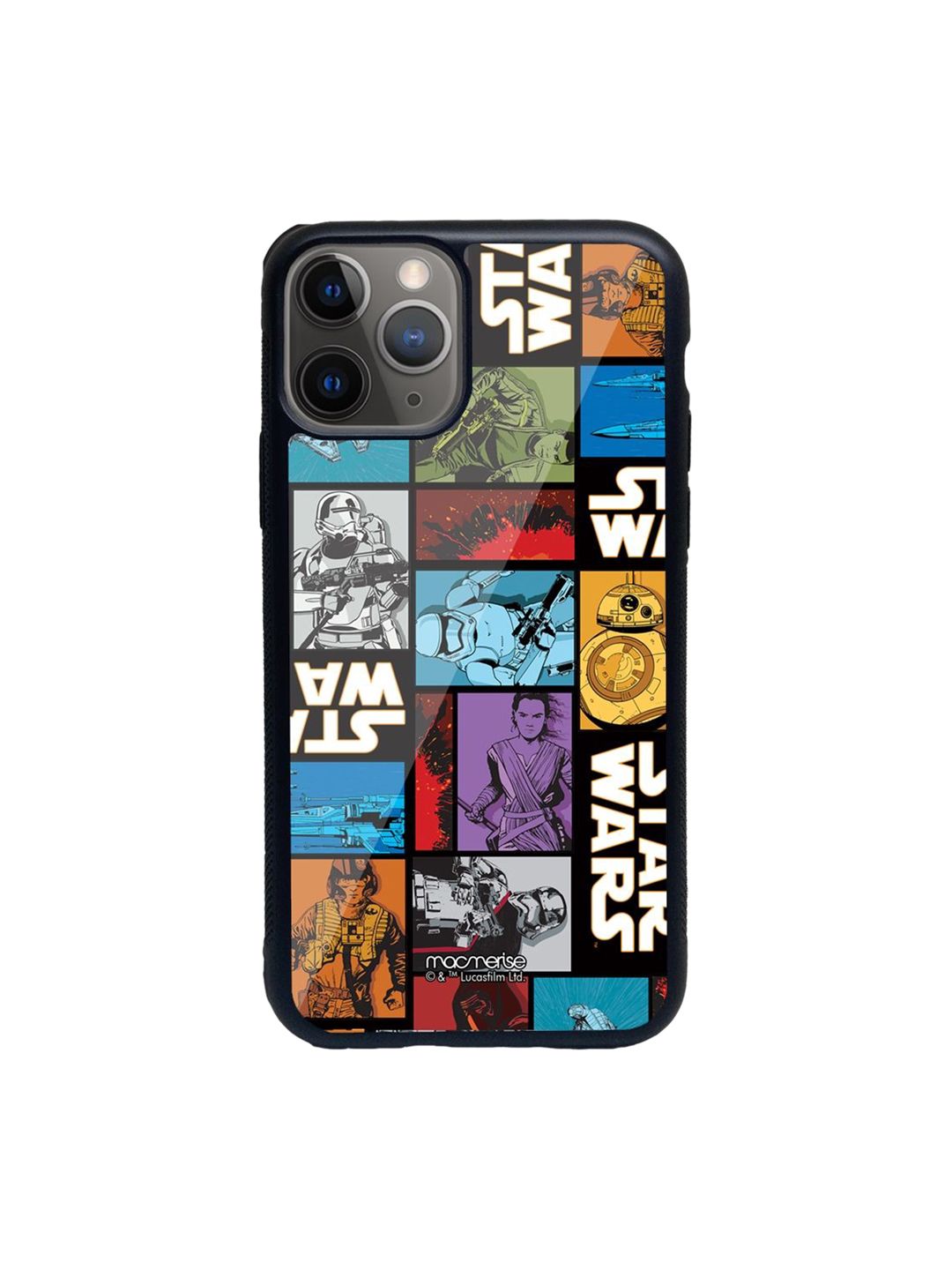 macmerise Black & Blue Printed The Force Awakens Glass iPhone 11 Pro Back Case Price in India