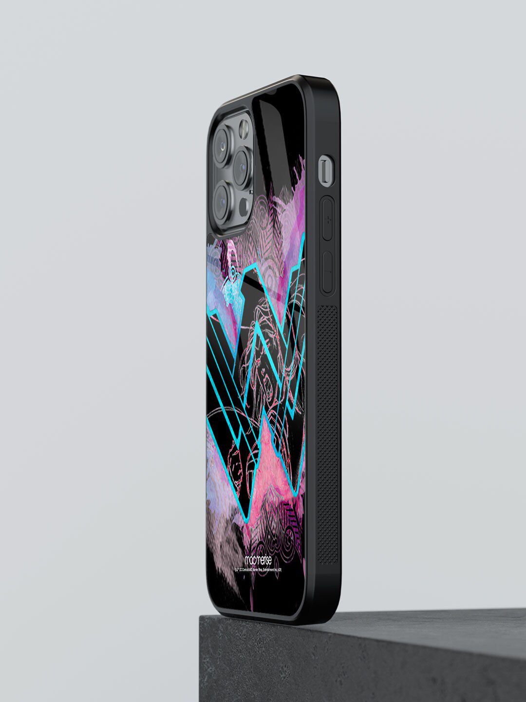 macmerise Black Wonder Woman Splash Printed iPhone 12 Pro Back Case Price in India