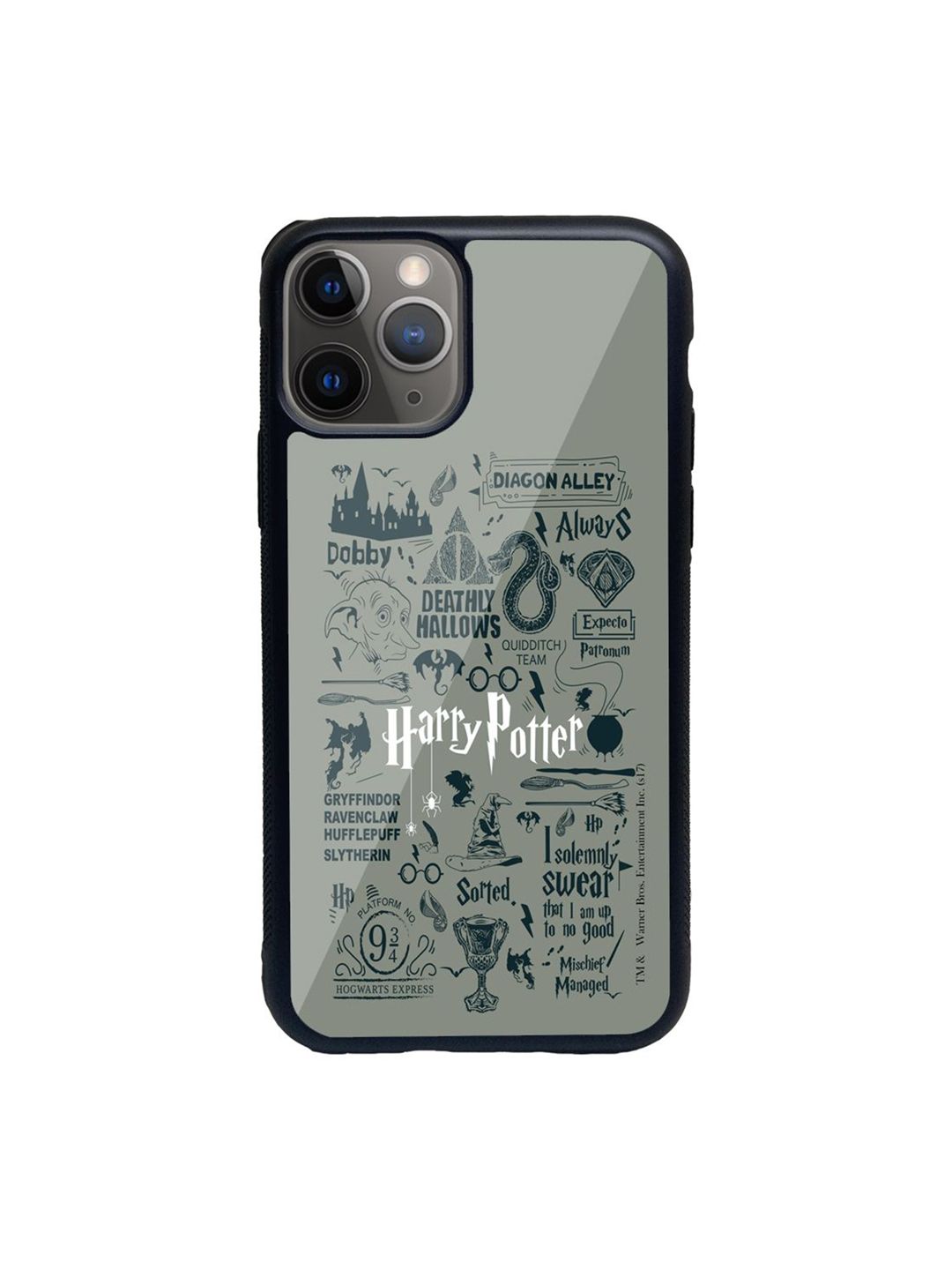 macmerise Black & Grey Printed Harry Potter Infographic Glass iPhone 11 Pro Max Back Case Price in India