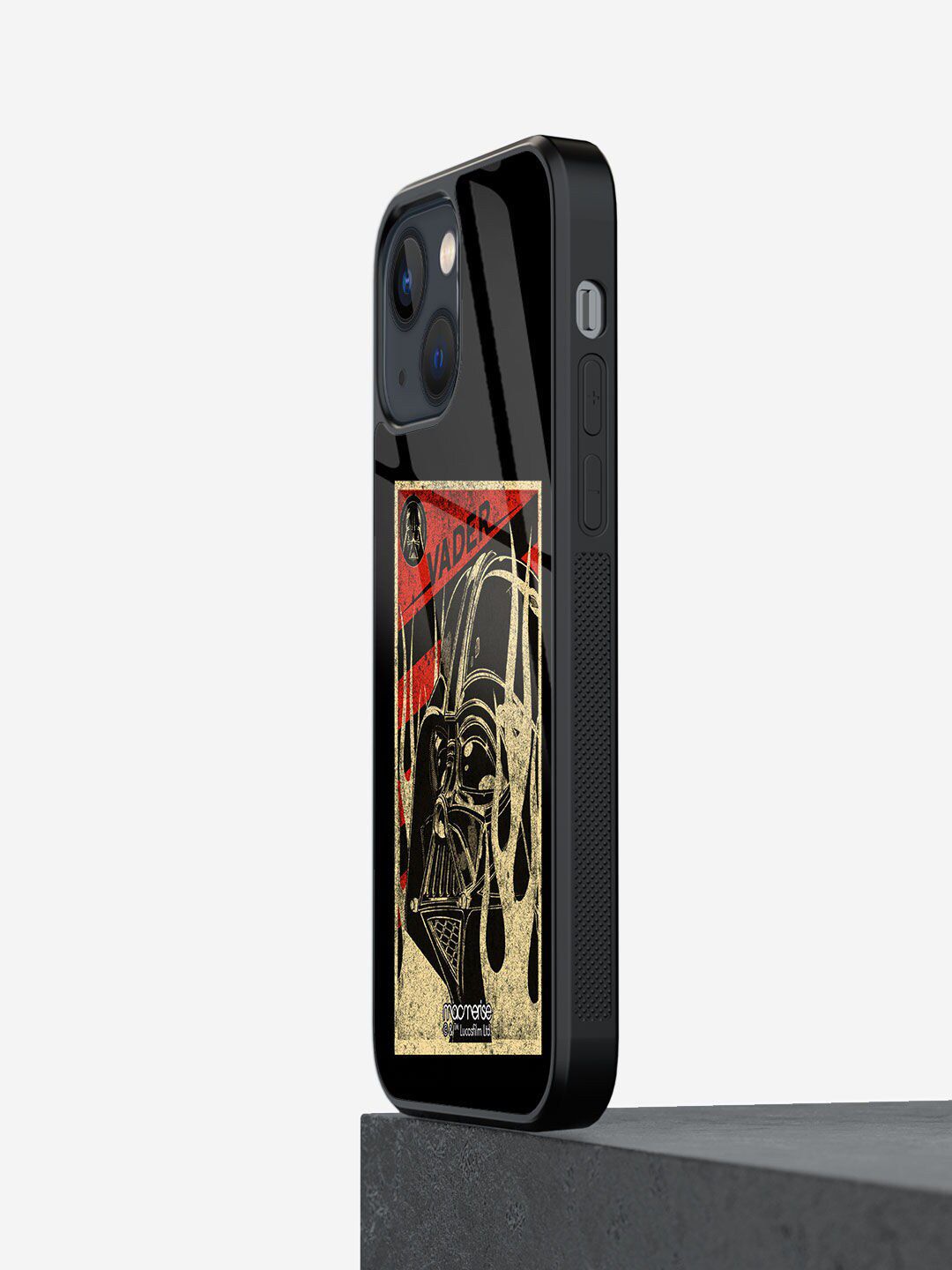 macmerise Black & Beige Printed Vader Stamp Glass iPhone 13 Back Case Price in India