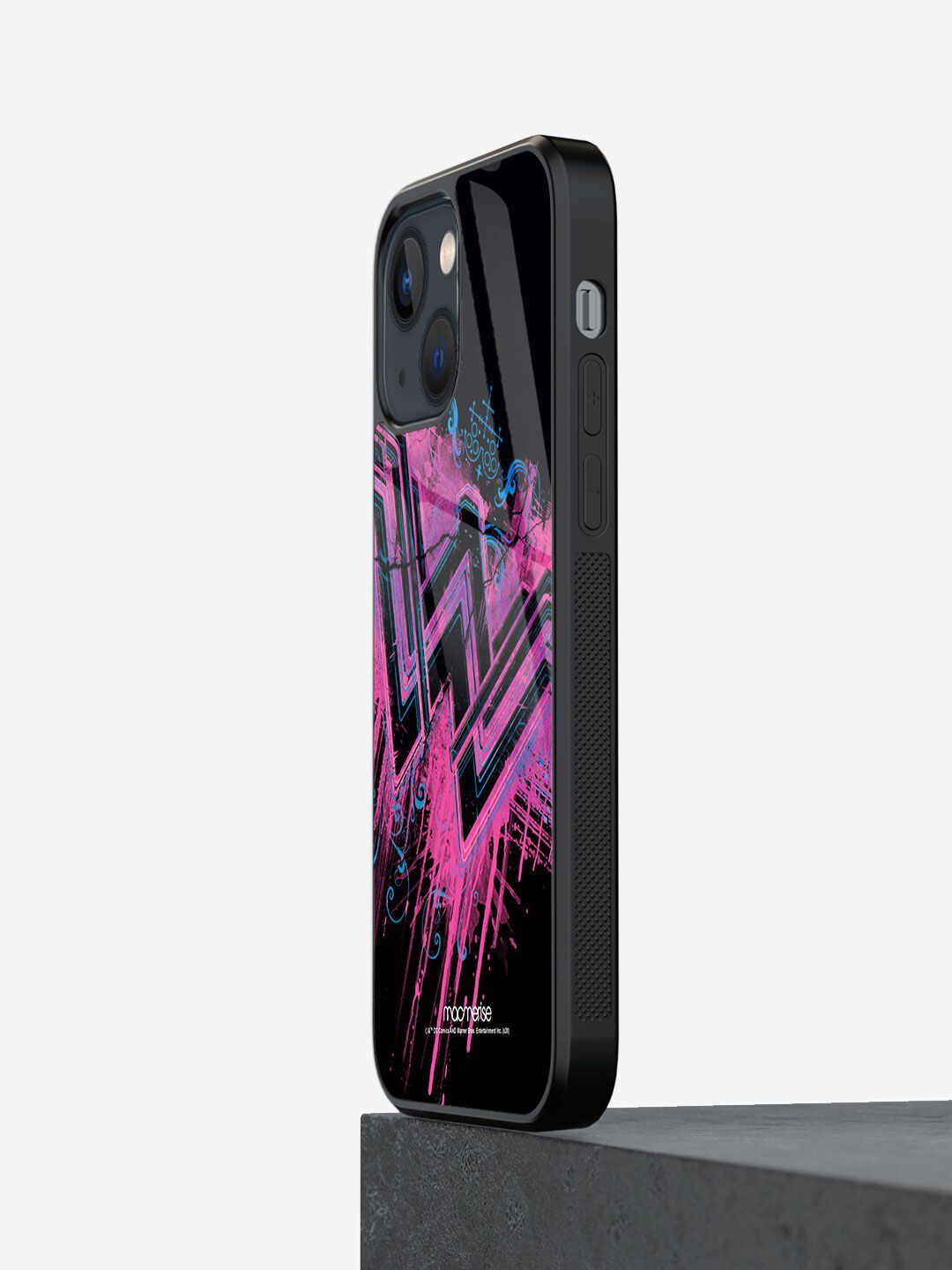 macmerise Pink & Black Printed Wonder Woman Splatter iPhone 13 Mini Back Case Price in India