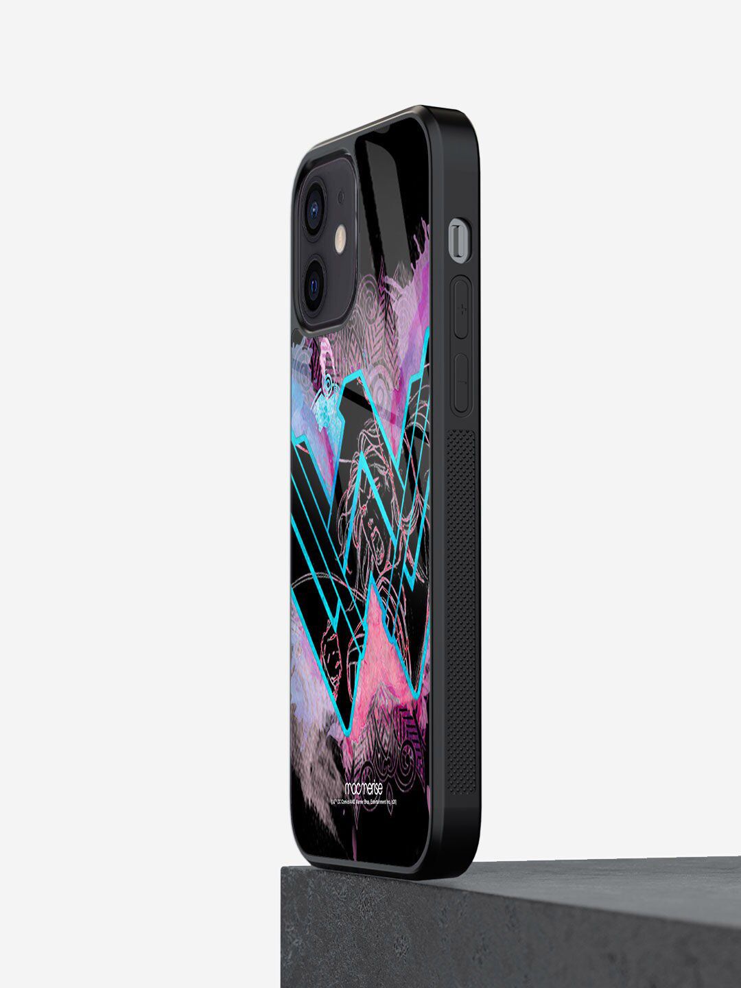 macmerise Multi-Coloured Printed Wonder Woman Splash Glass iPhone 12 Mini Back Case Price in India