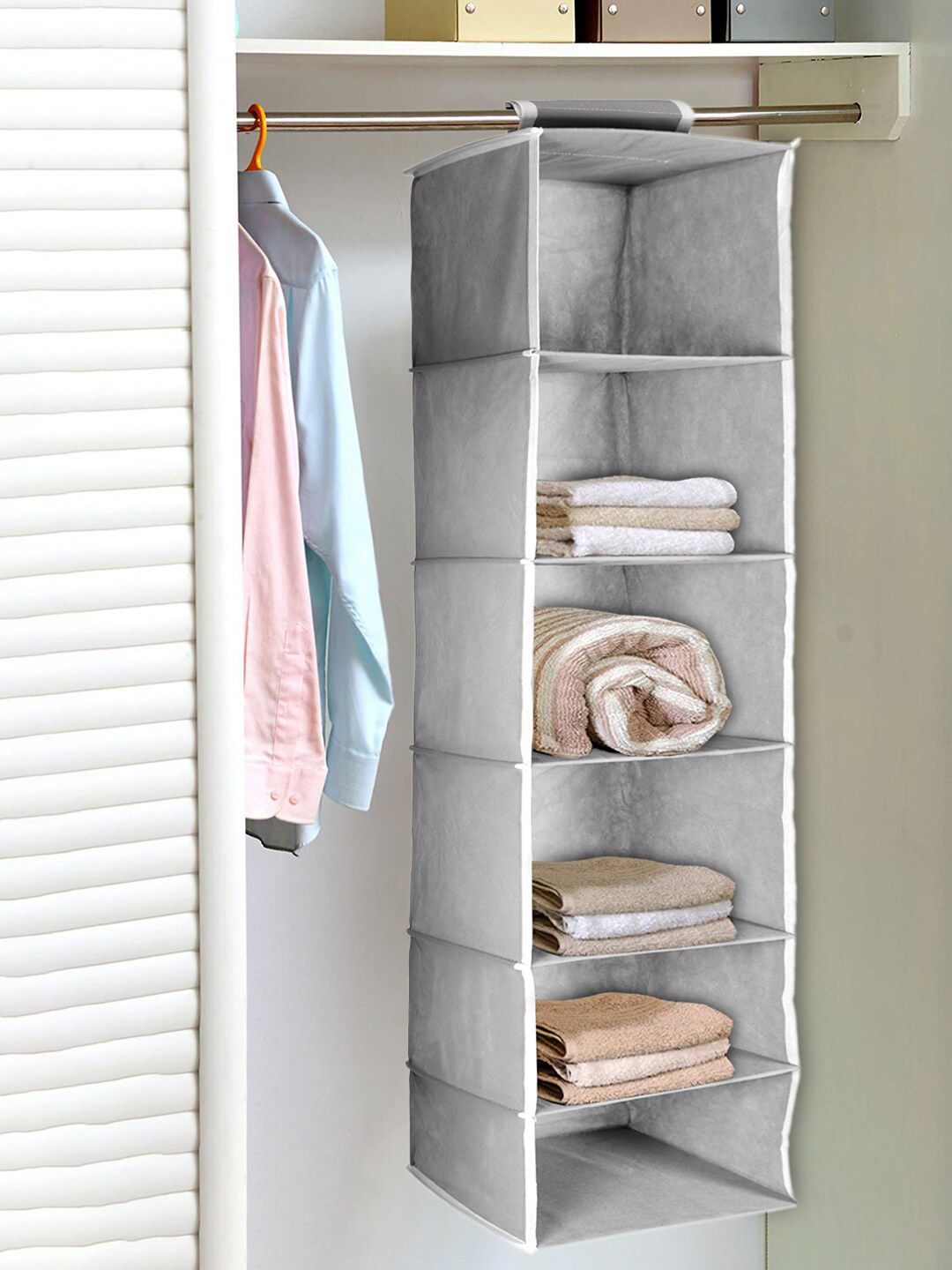 Kuber Industries Grey Solid Closet Hanging  Organisers Price in India