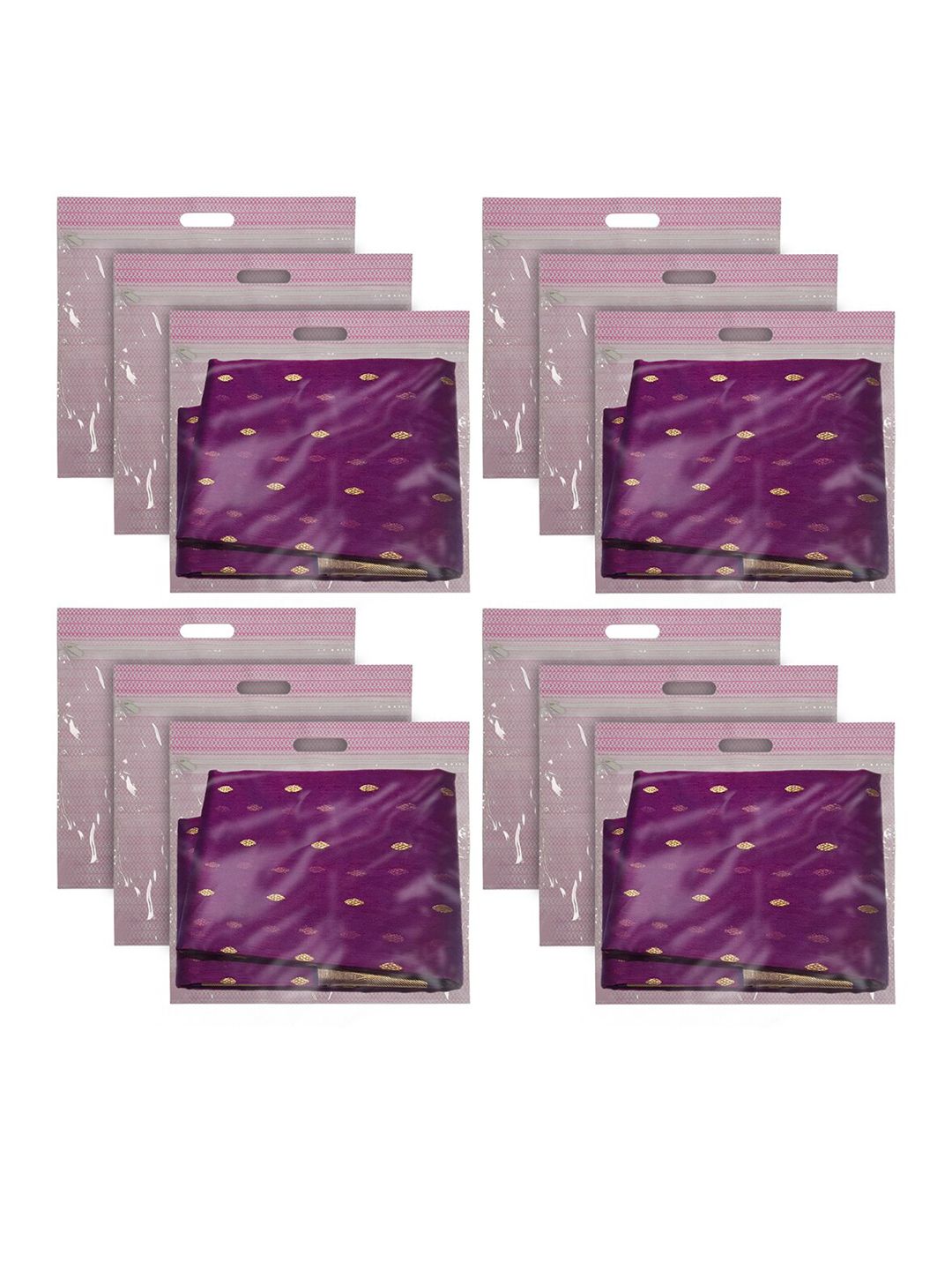 Kuber Industries Set Of 12 Pink Solid  Wardrobe Cloth Organizer Price in India