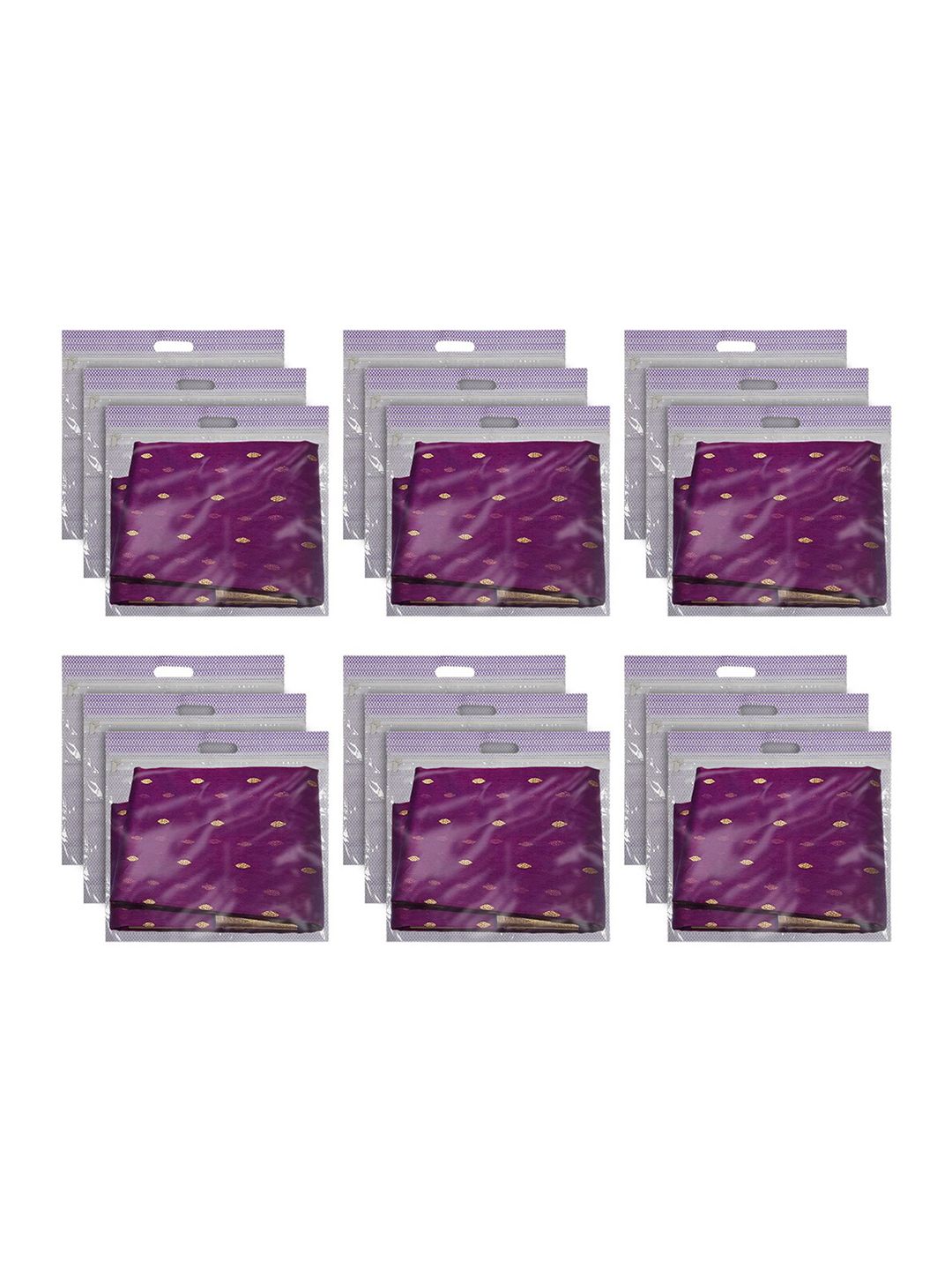 Kuber Industries Set of 18 Purple Printed Saree Covers Price in India