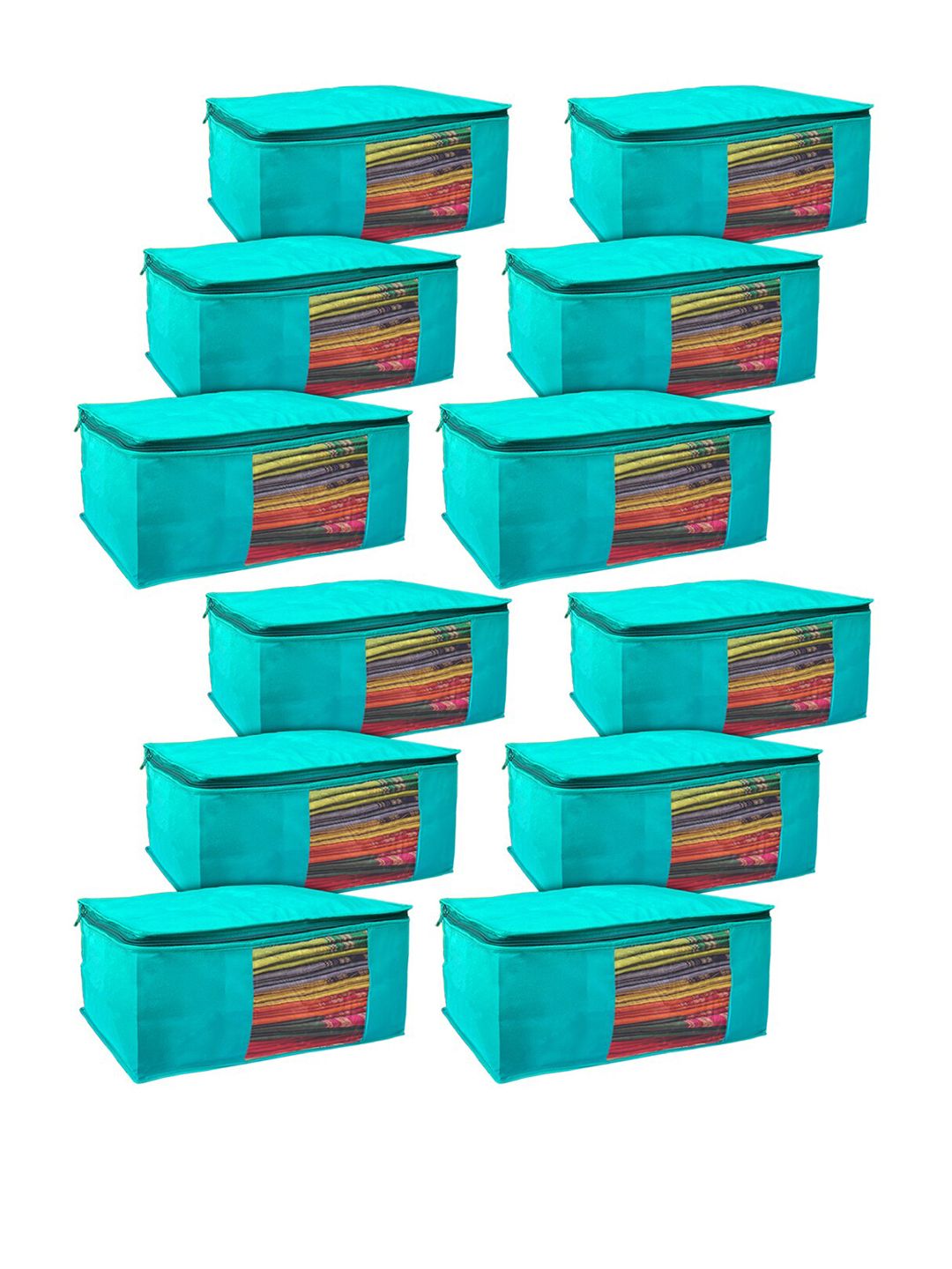 Kuber Industries Set Of 12 Blue Solid Drawer Organisers Price in India