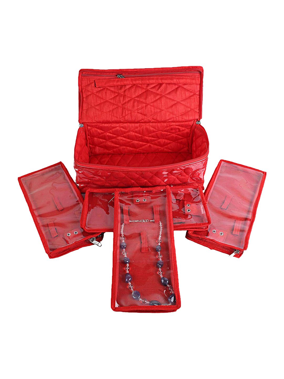 Kuber Industries Red Solid Jewellery Organisers Price in India