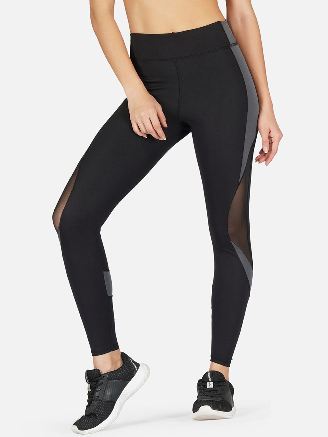 IMPERATIVE Women Black Colourblocked Slim-Fit Tights Price in India