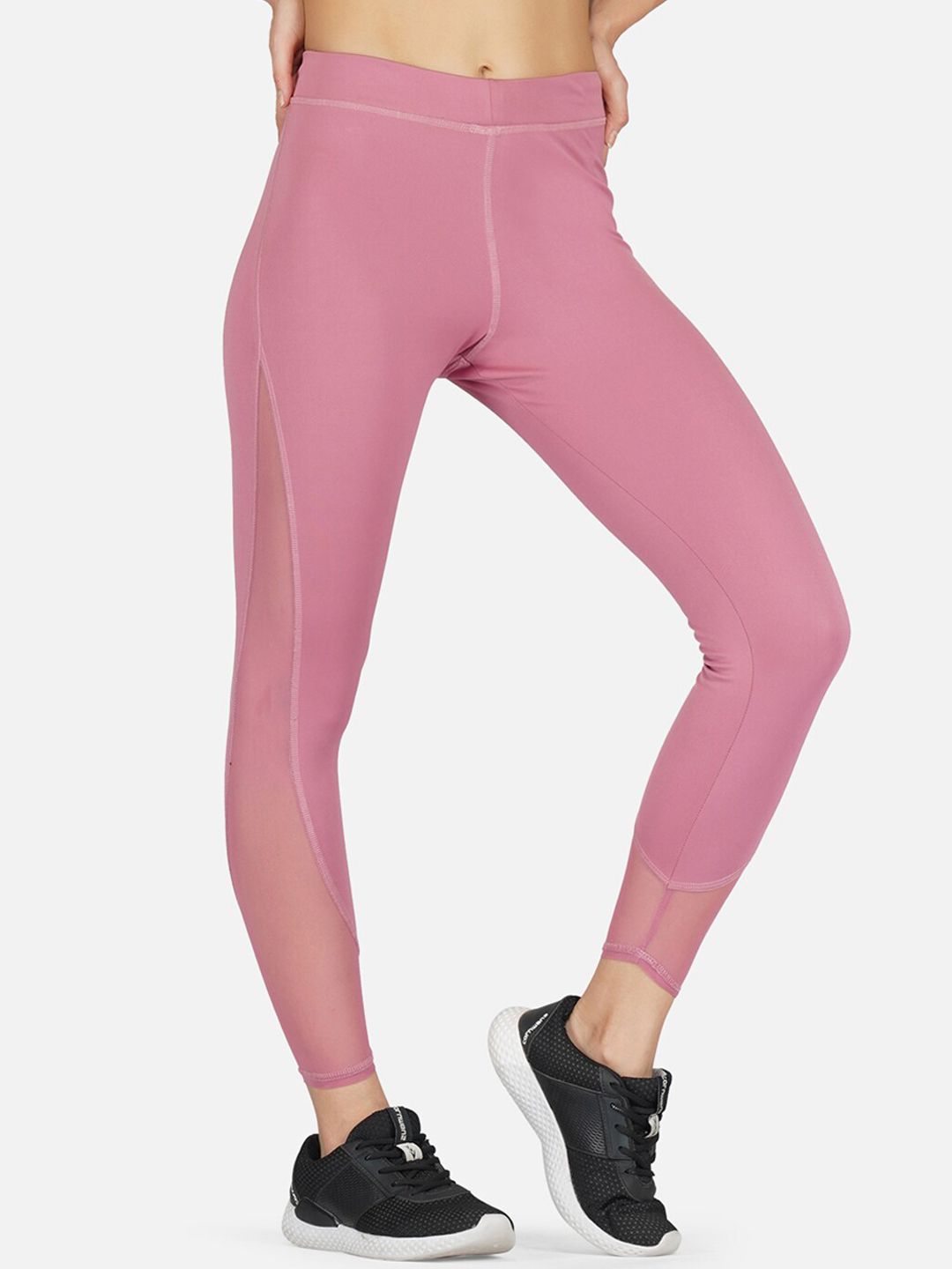 IMPERATIVE Women Pink Solid Dry Fit Slim-Fit Tights Price in India