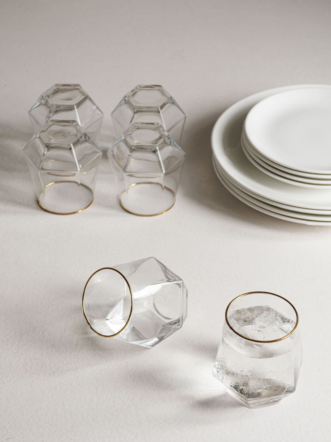Clasiko Set Of 6 Transparent Solid Roly Poly Glasses Price in India