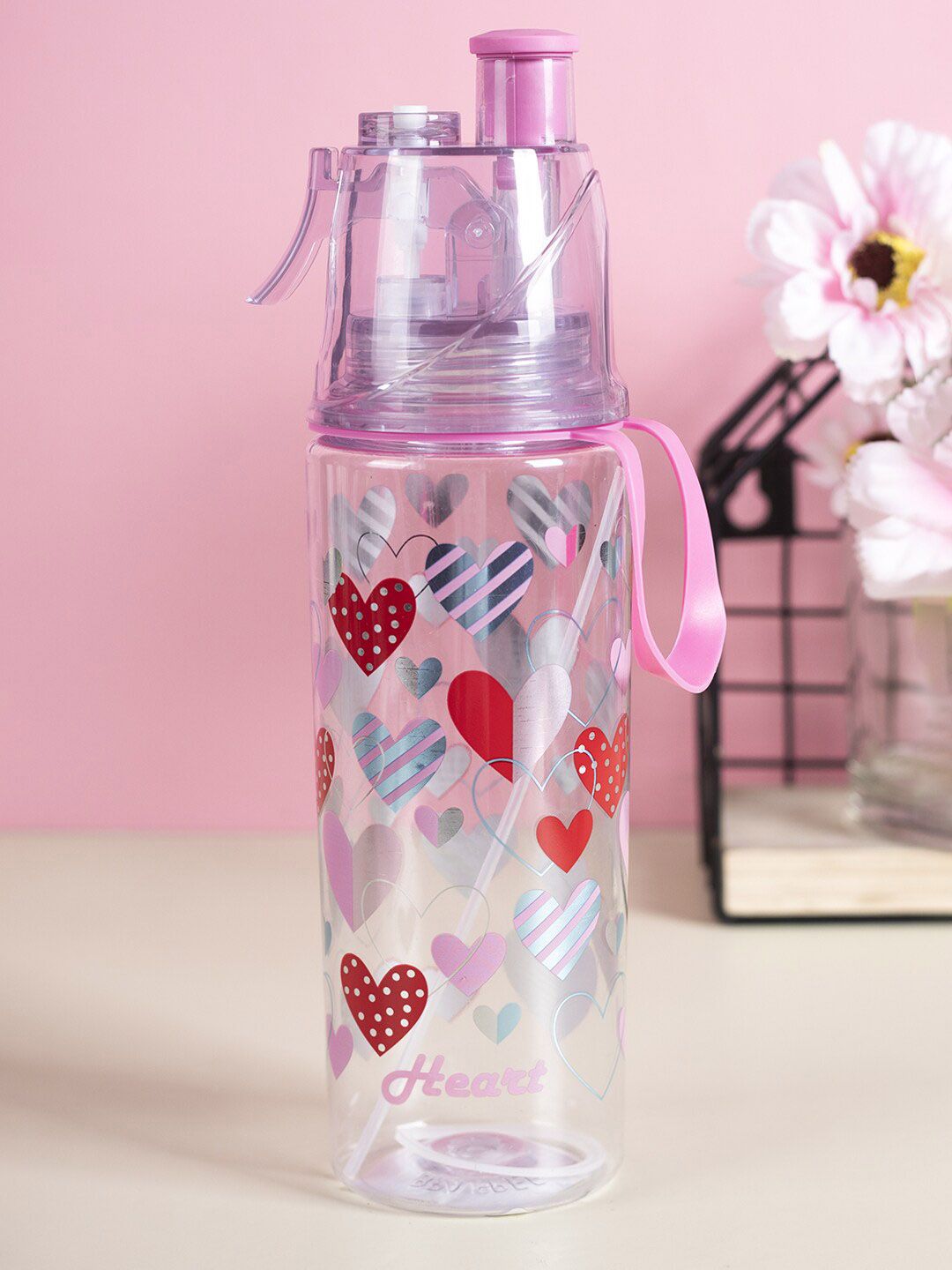 MARKET99 Transparent & Pink Printed Sipper - 500 ML Price in India