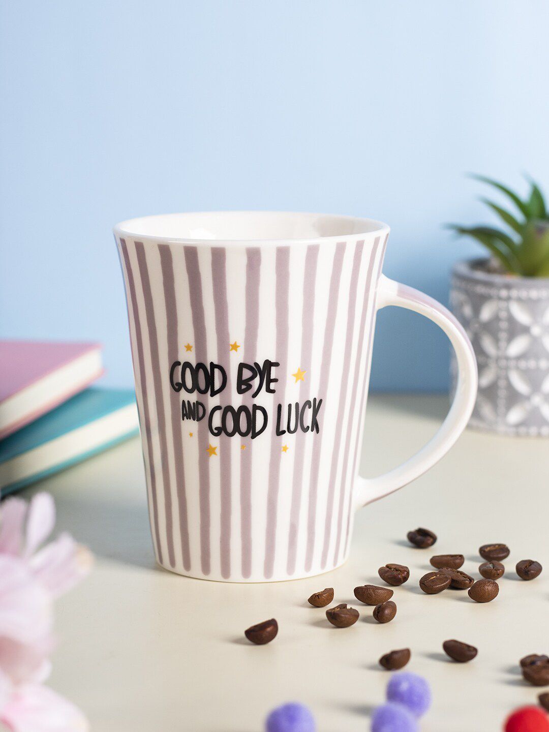 MARKET99 Off White & Black Printed Ceramic Cup Price in India