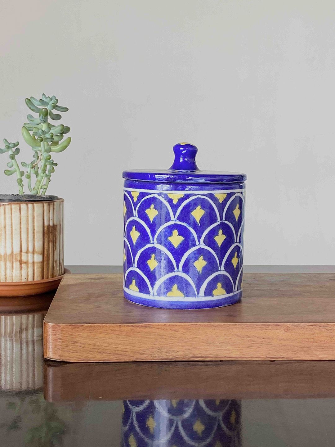 Folkstorys Blue Printed Ceramic Storage Jar Price in India