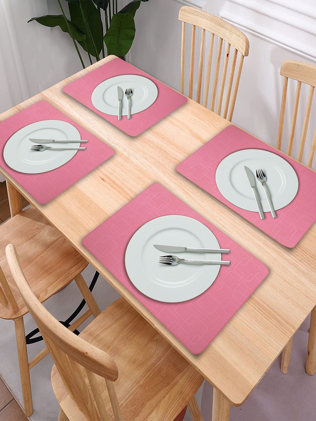 Kuber Industries Set Of 6 Pink Printed Table Placemats Price in India