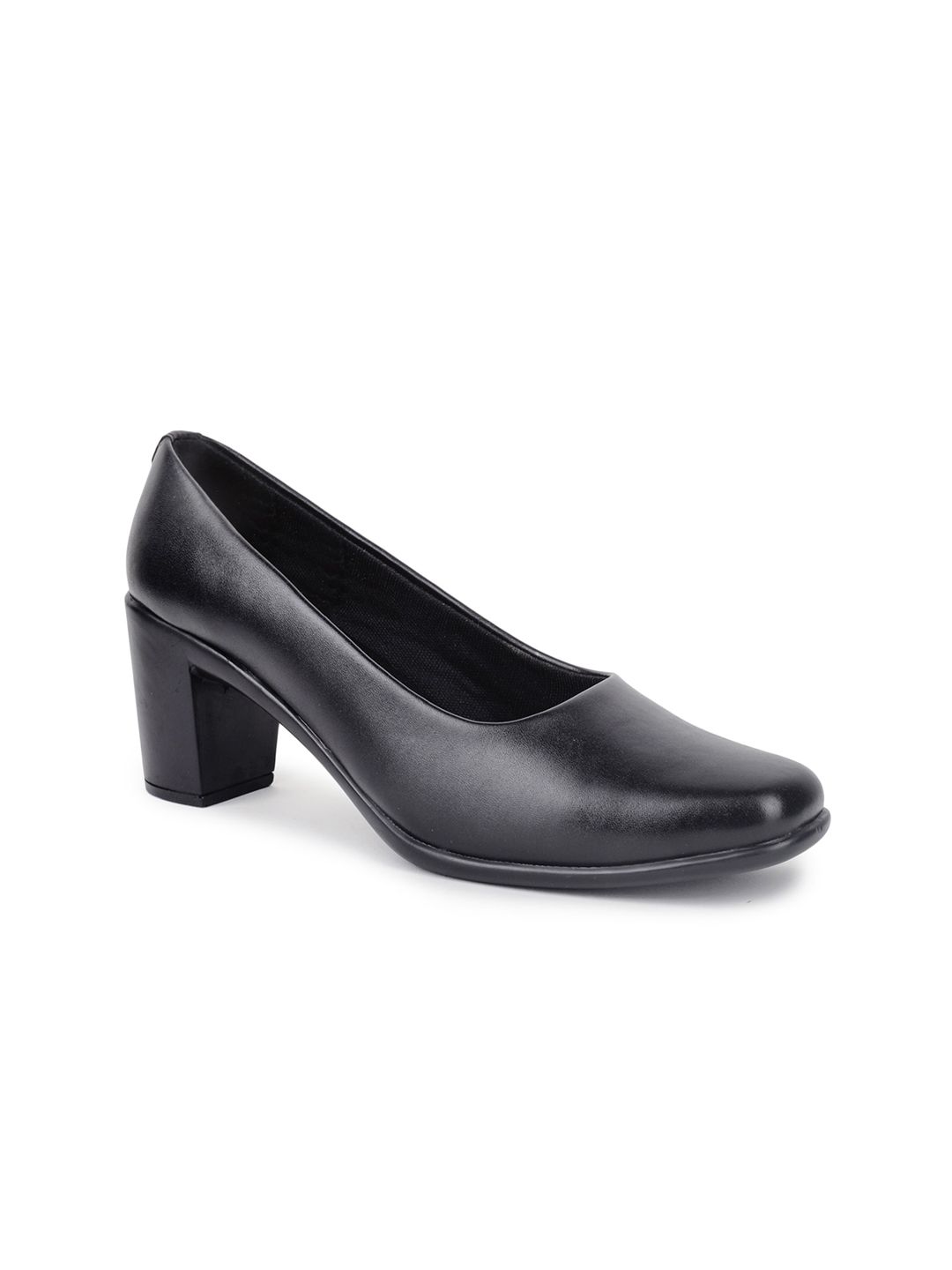 VALIOSAA Women Black Solid Synthetic Block Heels