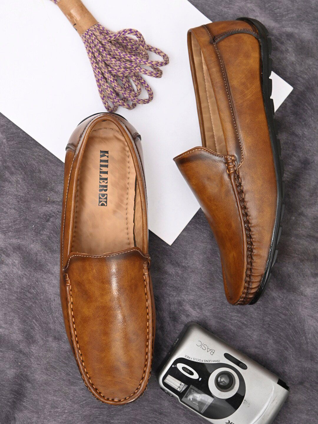 Killer Men Tan Solid Formal Loafers