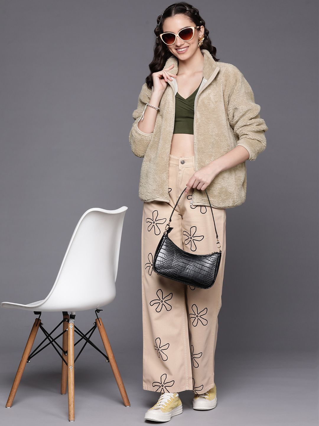 Buy SASSAFRAS Women Beige Faux Fur Tailored Jacket - Jackets for