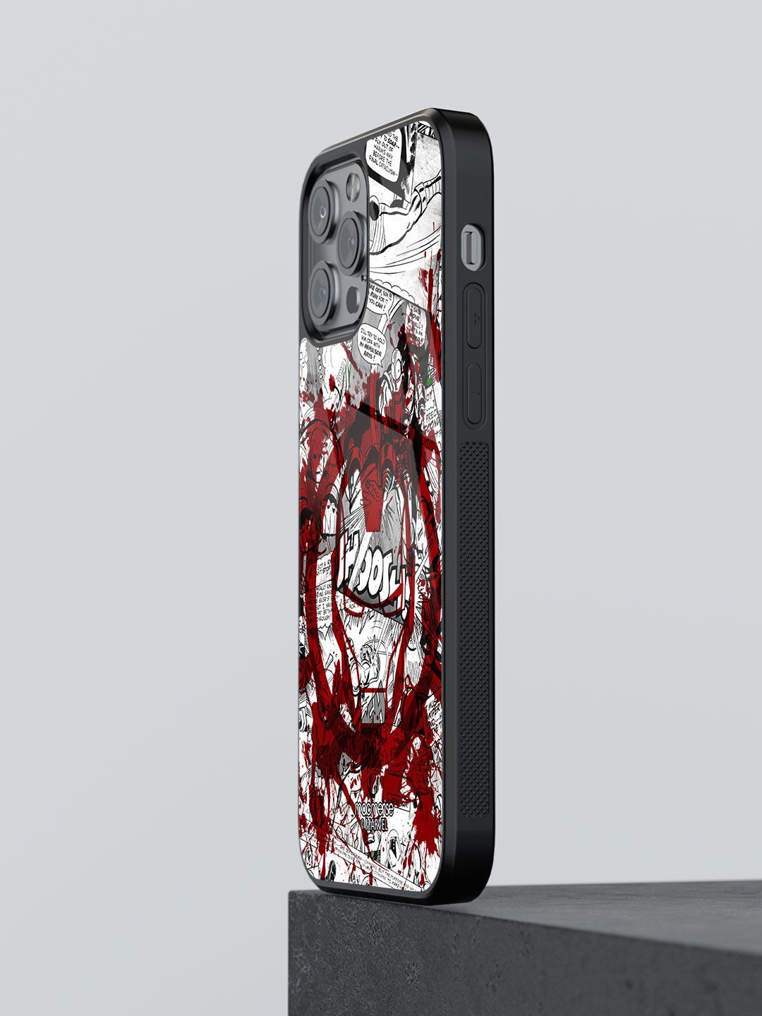 macmerise White & Red Splash Out Ironman Printed iPhone 12 Pro Max Glass Back Case Price in India