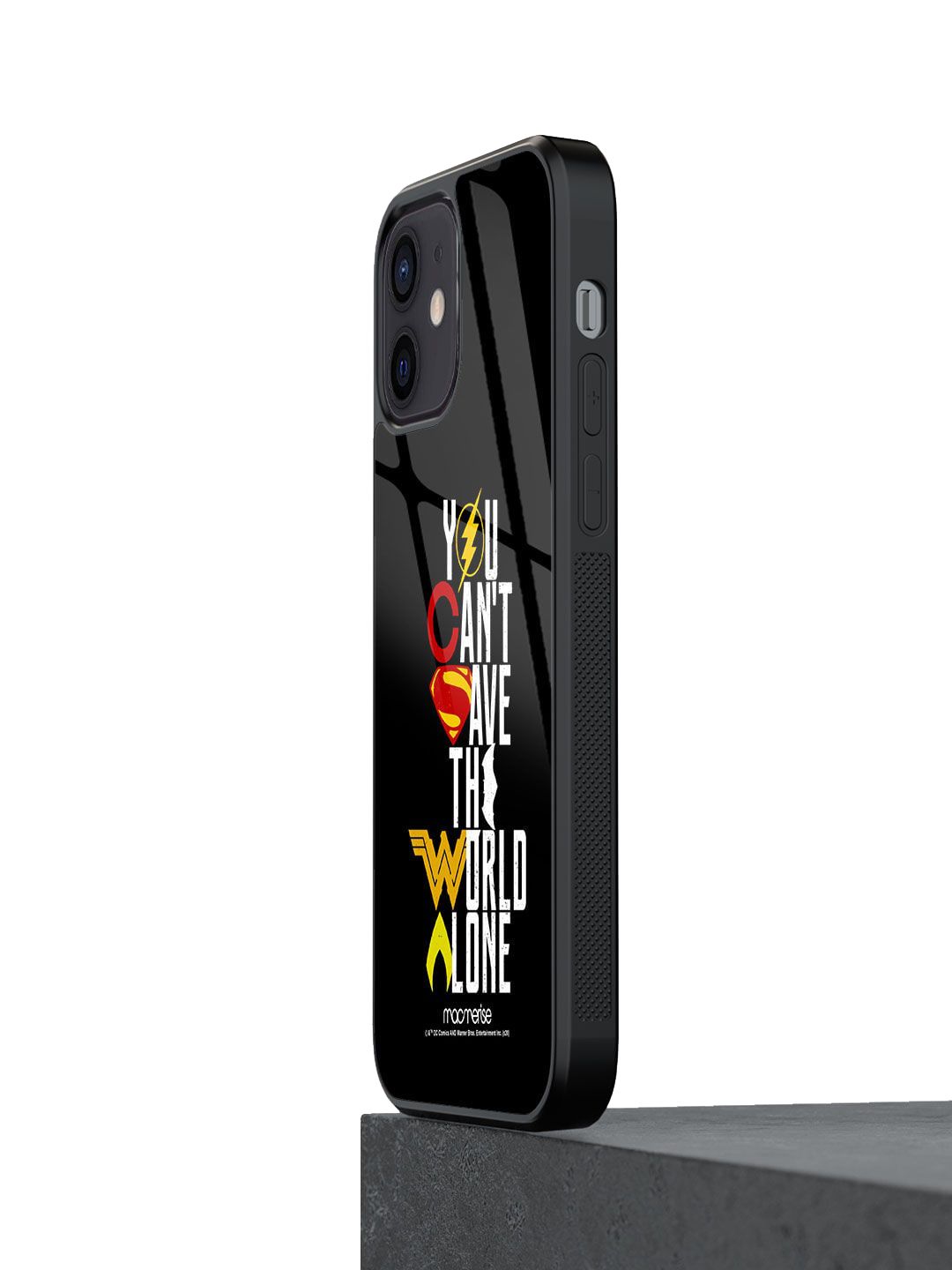 macmerise Multi-Coloured Printed Justice League Motto Glass iPhone 12 Mini Back Case Price in India