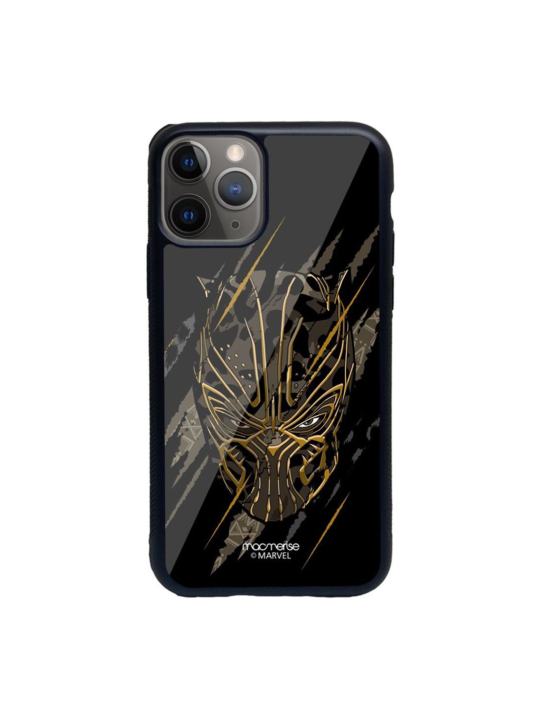 macmerise Black Headstrong Contender Printed iPhone 11 Pro Max Glass Back Case Price in India