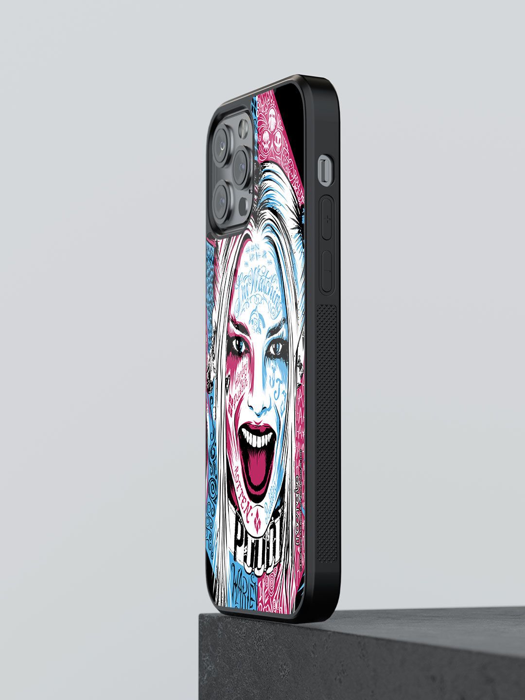 Macmerise White Wicked Harley Quinn Printed iPhone 13 Pro Glass Back Case Price in India