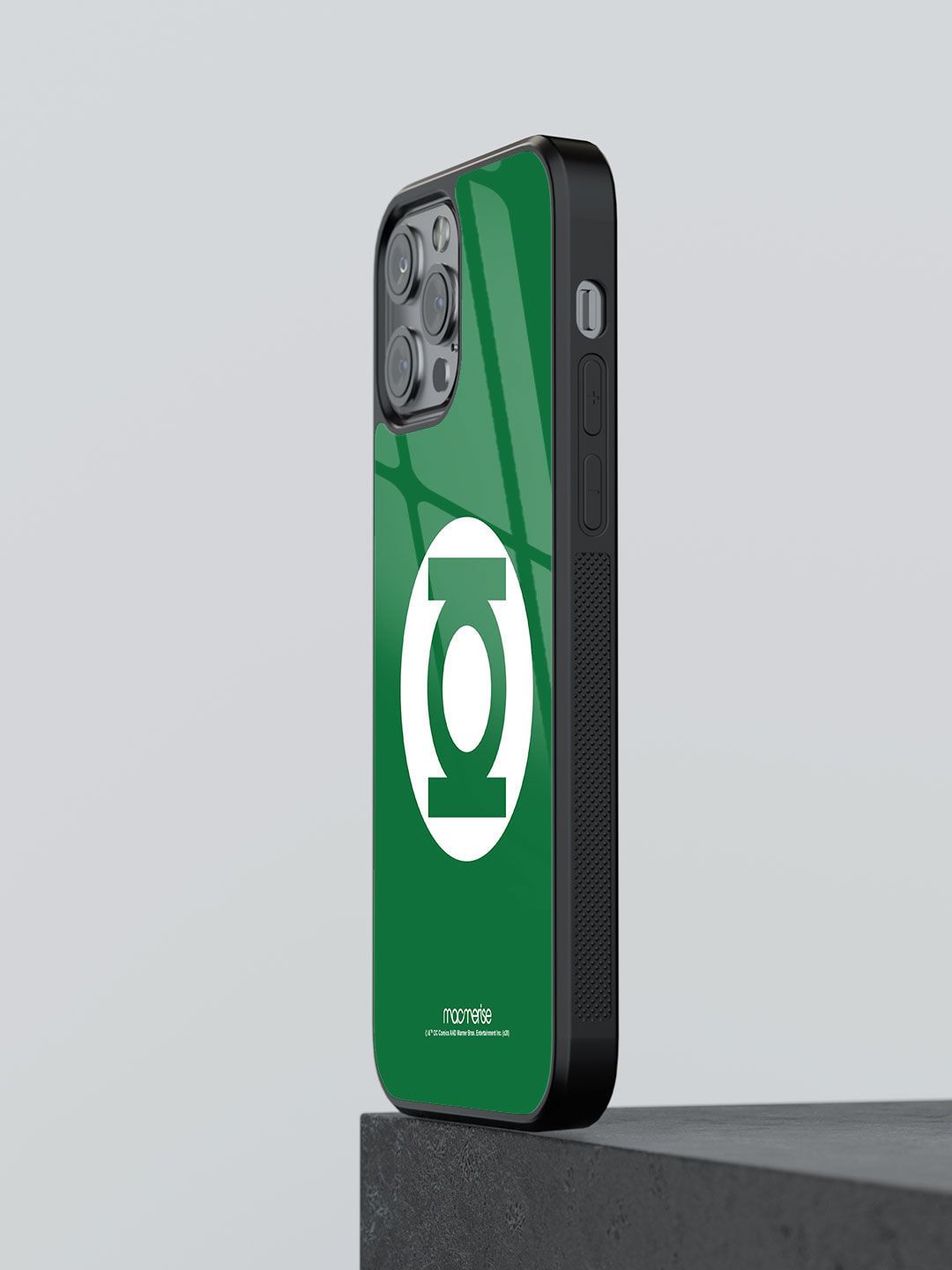 macmerise Green & White Printed Logo Green Lantern Glass iPhone 13 Pro Max Back Case Price in India