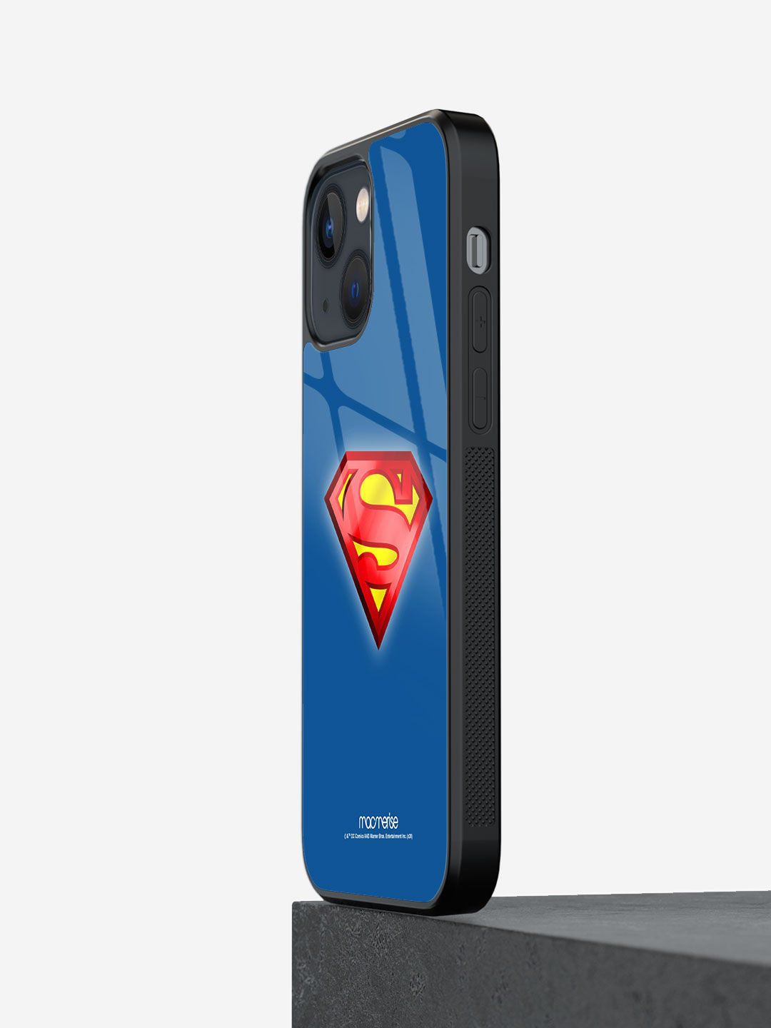 macmerise Blue & Red Superman Printed iPhone 13 Glass Back Case Price in India