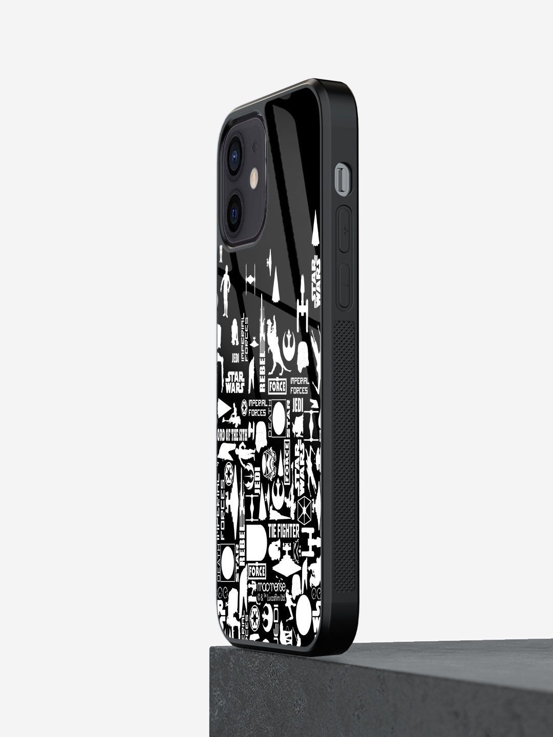 macmerise Black & White Printed iPhone 12 Mini Glass Phone Case Price in India